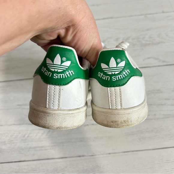 Adidas Stan Smith Size 3 Youth Low White Green No Tie Laces Kids - Picture 3 of 8